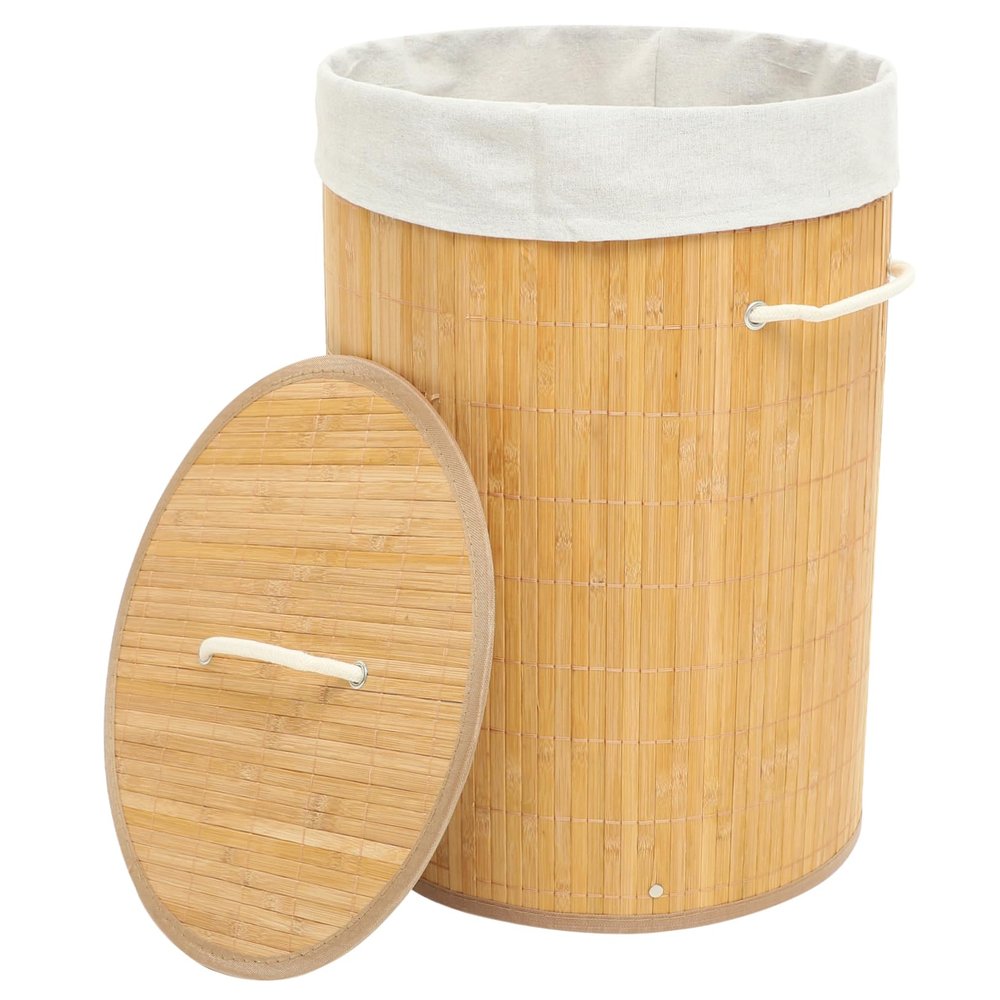 MAGICLULU Woven Laundry Basket Cover Round Storage Container for Clothes Toys and Sundries Carbonized Design for Bedroom and Living Organization