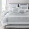 Chezmoi Collection Caprice 7-Piece Hotel Style Comforter Set - Silver/White Square Pattern Modern Color Block Bedding w/Decorative Pillows - Luxurious Lightweight All Season Bed Set, California King view 1