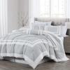 Chezmoi Collection Caprice 7-Piece Hotel Style Comforter Set - Silver/White Square Pattern Modern Color Block Bedding w/Decorative Pillows - Luxurious Lightweight All Season Bed Set, California King view 2