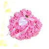 PRETYZOOM 1pc Elegant Heart Shape Flower Bud Ring Cushion Pearl Decor for Wedding Ceremony Party Supplies for Bride Engagement and Special Events Pink view 3