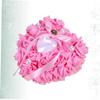 PRETYZOOM 1pc Elegant Heart Shape Flower Bud Ring Cushion Pearl Decor for Wedding Ceremony Party Supplies for Bride Engagement and Special Events Pink view 4