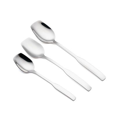 WHIERGGIN Silverware Set, 3/12/18/24/30/36 Pieces Square Handle 304 Stainless Steel Spoons Household Thickened Square Head Spoon Long Handle Eating Spoon Cute Square Ice Cream Dessert Spoon (Color :