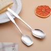 WHIERGGIN Silverware Set, 3/12/18/24/30/36 Pieces Square Handle 304 Stainless Steel Spoons Household Thickened Square Head Spoon Long Handle Eating Spoon Cute Square Ice Cream Dessert Spoon (Color : view 4