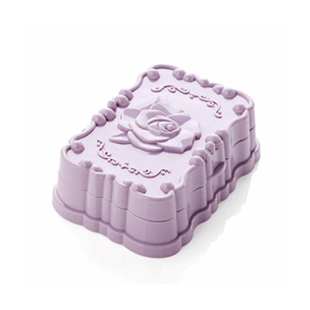 SUREK Simple with lid Soap Dish with Drainage Soap Container Plastic Soap Case Box Saver Countertop Soap Dish Holder Portable Soap Box Easy to wash, Purple