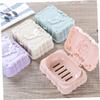 SUREK Simple with lid Soap Dish with Drainage Soap Container Plastic Soap Case Box Saver Countertop Soap Dish Holder Portable Soap Box Easy to wash, Purple view 3