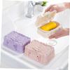 SUREK Simple with lid Soap Dish with Drainage Soap Container Plastic Soap Case Box Saver Countertop Soap Dish Holder Portable Soap Box Easy to wash, Purple view 4