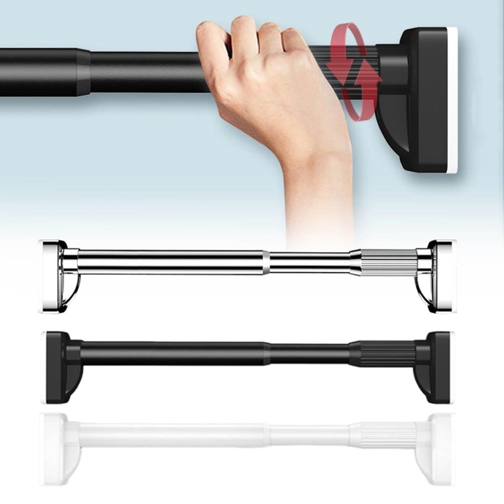 Belineu Curtain Tension Rod Multifunctional Shower Curtain Pole 16-20in 27-47in Anti-Slip Shower Curtain Rods for Bathroom Window Room Divider Curtain Poles (Color : Black, Size : 210-300cm/83-118in)