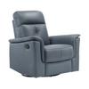 Lexicon Swivel Glider Recliner Chair, Comfy Nursery Glider, Top Grain Leather Match Recliner, Manual Reclining Chair for Living Room/Office/Apartment, Blue Gray view 1