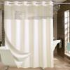 Conbo Mio Extra Wide No Hook Shower Curtain with Snap in Liner Set, 108" x 74" Hotel Luxury Beige Shower Curtains for Bathroom with See Through Top Window, Waterproof, Washable 108W x 74H view 1
