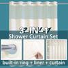 Conbo Mio Extra Wide No Hook Shower Curtain with Snap in Liner Set, 108" x 74" Hotel Luxury Beige Shower Curtains for Bathroom with See Through Top Window, Waterproof, Washable 108W x 74H view 3