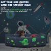 Sensory Peapod for Kids with Glow Space Print, 60'' Inflatable Sensory Pod for Children, Indoor Comfort Play Lounger with 3 Sensory Balls & Electric Pump, Space Blue view 3