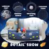 Sensory Peapod for Kids with Glow Space Print, 60'' Inflatable Sensory Pod for Children, Indoor Comfort Play Lounger with 3 Sensory Balls & Electric Pump, Space Blue view 4