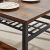 3-Piece Compact Strip Dining Table Set for 4 - Dual-Tiered Bistro Table & PU Leather Stools with Backrest, Ideal for Small Spaces (Brown (Dining Table + 2 bar stools)) view 3