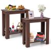 GOFLAME 24 Side Table Set of 2, 2-Tier Rectangular End Table with Storage Shelf, Multipurpose Night Stand for Bedroom, Living Room, Brown view 1