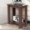 GOFLAME 24 Side Table Set of 2, 2-Tier Rectangular End Table with Storage Shelf, Multipurpose Night Stand for Bedroom, Living Room, Brown view 4