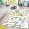 BOWESI Area Rugs 3x4ft, Early Childhood Education Cartoon Animals Kids Bedroom Rug, Zoo Winding Road Bedside Rug Rugged Non Slip for Cafe Living Room Under Table Boys Room Decor view 4