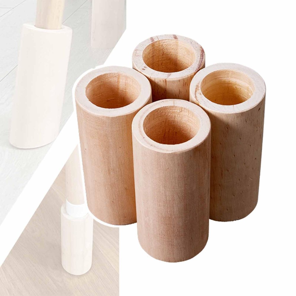 Furniture Legs, Pack of 4Niture Raisers Solid Wood Bed Raisers Non-Slip Cylindrical Feet Replacement Sofa Risers Legs Forniture Cabinet Desk Sofa Coffee Table Tv Cabinet/5 * 5Cm