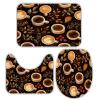 Coffee Leave Bathroom Rug Sets 3 Piece Toilet Rug Non-Slip Carpet Bath Rug 23x15in view 1