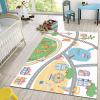 BOWESI Area Rugs 4x5ft, Cartoon Town Highway Kids Play Rug, Cute Children Animals Throw Rugs Bedroom Soft for Coffee Shop Living Room Under Table Game Room view 3