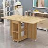 Folding Kitchen Table,Versatile Dinner Table,Folding Dining Table with Storage,Folding Table with Moveable Wheels,Foldable in 3 Forms,Space Saving view 1