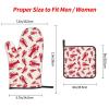 Jbyjbx Red Lobster Print Heat Resistant Kitchen Holiday Cooking Oven Mitts and Pot Holders Sets 5.7" X 11" view 2