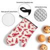 Jbyjbx Red Lobster Print Heat Resistant Kitchen Holiday Cooking Oven Mitts and Pot Holders Sets 5.7" X 11" view 3