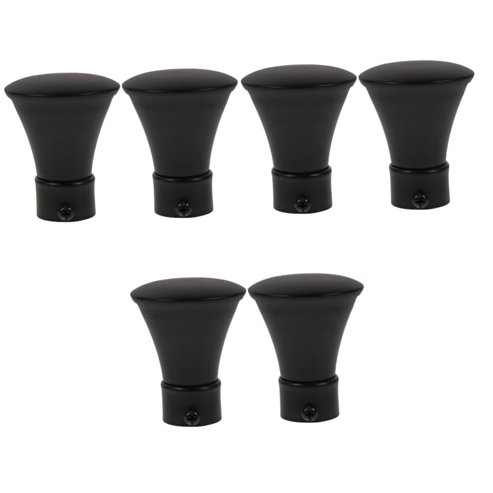 BESTOYARD 6 pcs Both Ends Finished Product end Cap Curtain Curtain Rod Decoration Curtain Rod Wrought Iron Plug Decorative Curtain Rod Finials Black Curtain Rod Finials Ends Only, Blackx3pcs