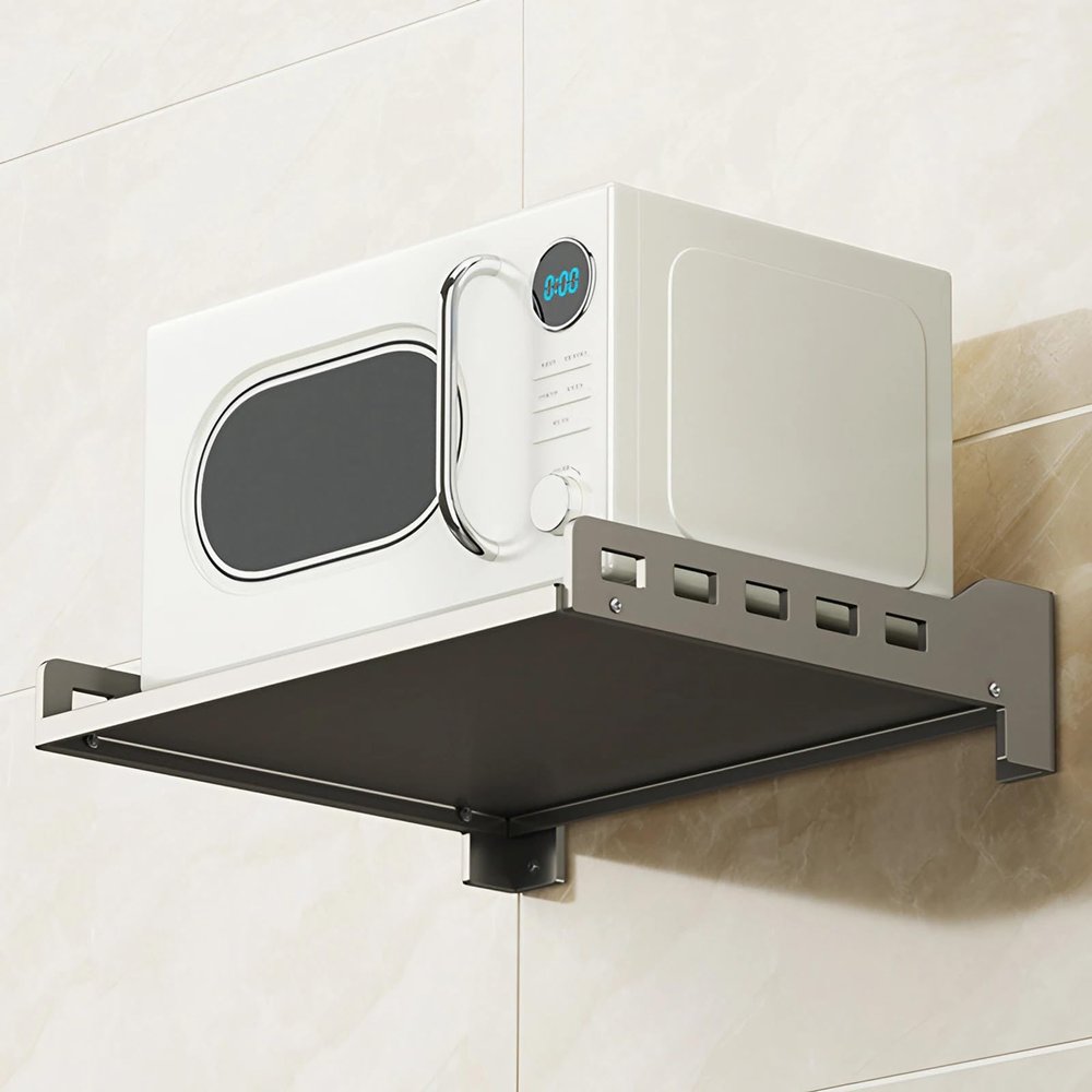 Wall Mounted Microwave Storage Rack, 50/55cm Multifunctional Kitchen Oven Spice Bracket(50cm/20inch)