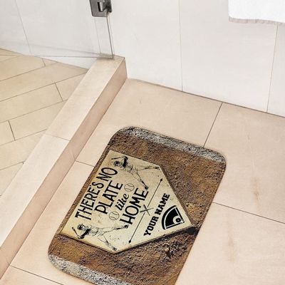 Bathroom Doormat Welcome Mat There's No Plate Like Home Baseball Home Entrance Indoor and Mats Absorbent Floor Mats Durable Bath Rug for Kitchen Door Mats 16 * 24in
