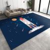 Area Rugs 5x8ft, Black Cartoon Spaceship Launcher Living Room Carpet, Children's Meteor Moon Rocket Decorative Carpet Protect Floor for Bedroom Men Office Hardwood Floors view 1