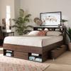 HomeStock Queen Size Storage Platform Bed - Wood Bed Frame with Drawer & Shelves - Modern Bedroom Furniture view 1
