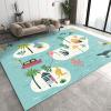 Area Rugs 6x8ft, Children Educational Cyan Living Room Area Rug, Cartoon Little Island Animals Play Rug with Carpet Tape Double Sided for Bedroom Office Home Decor view 1