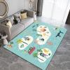 Area Rugs 6x8ft, Children Educational Cyan Living Room Area Rug, Cartoon Little Island Animals Play Rug with Carpet Tape Double Sided for Bedroom Office Home Decor view 2