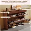 ARMERI Shoe Cabinet Rubber Wood, with Drawers, 2-Tier Shoe Storage Cabinet with Flip Doors, 20 Pair Shoe Rack Organizer, Entryway Shoe Storage Cabinet for Heels, Boots, Slippers,Raw Wood view 3