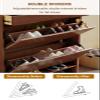 ARMERI Shoe Cabinet Rubber Wood, with Drawers, 2-Tier Shoe Storage Cabinet with Flip Doors, 20 Pair Shoe Rack Organizer, Entryway Shoe Storage Cabinet for Heels, Boots, Slippers,Raw Wood view 4