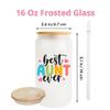 Best Aunt Ever & Cool Mom Club 16oz Frosted Glass Cup - Aunt Gifts from Niece Nephew, Auntie Birthday Gifts Ideas, Funny Aunty Coffee Mug with Lid and Straw, Mother Day Presents for Aunt Women view 3