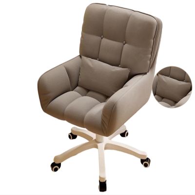 ABBNIA Computer Chair Desk Sedentary Backrest Swivel Home Girls Bedroom Makeup Office with Wheels Height Adjustable Work Chair with Same Colour Pillow/White (Gray), Grey