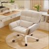 ABBNIA Computer Chair Desk Sedentary Backrest Swivel Home Girls Bedroom Makeup Office with Wheels Height Adjustable Work Chair with Same Colour Pillow/White (Gray), Grey view 2