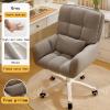 ABBNIA Computer Chair Desk Sedentary Backrest Swivel Home Girls Bedroom Makeup Office with Wheels Height Adjustable Work Chair with Same Colour Pillow/White (Gray), Grey view 4