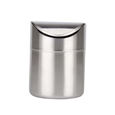 MAGICLULU 1pc Compact Stainless Steel Trash Can for Desk Elegant Garbage Bin for Home Office Bathroom and Kitchen Use Stylish Wastebasket Easy to Carry Resistant
