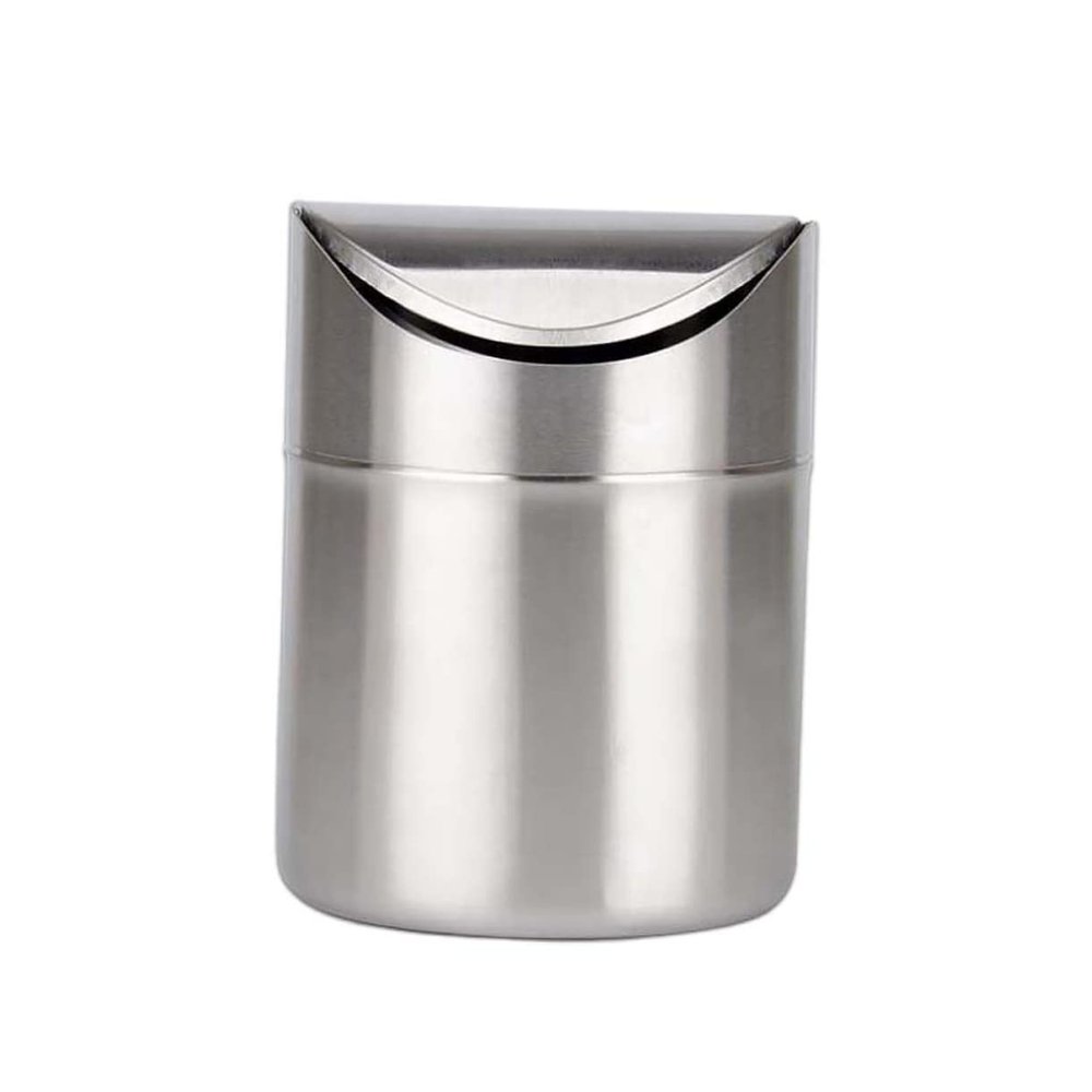 MAGICLULU 1pc Compact Stainless Steel Trash Can for Desk Elegant Garbage Bin for Home Office Bathroom and Kitchen Use Stylish Wastebasket Easy to Carry Resistant