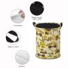 Hand Drawn Construction Trucks and Bulldozers Laundry Basket Collapsible, Dirty Clothes Laundry Hamper for Bedroom Bathroom College Dorm Nursery Toy Organizer Storage Basket Round Gifts Basket view 4