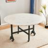 39.3in Round Folding Table,Versatile Dinner Table,Mobile Folding Dining Table,W/Thick Table Top and Sturdy Metal Frame,for Home,Kitchen,Apartment (Color: Bianco,Size: 120cm/47.2in) view 1
