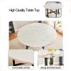 39.3in Round Folding Table,Versatile Dinner Table,Mobile Folding Dining Table,W/Thick Table Top and Sturdy Metal Frame,for Home,Kitchen,Apartment (Color: Bianco,Size: 120cm/47.2in) view 4