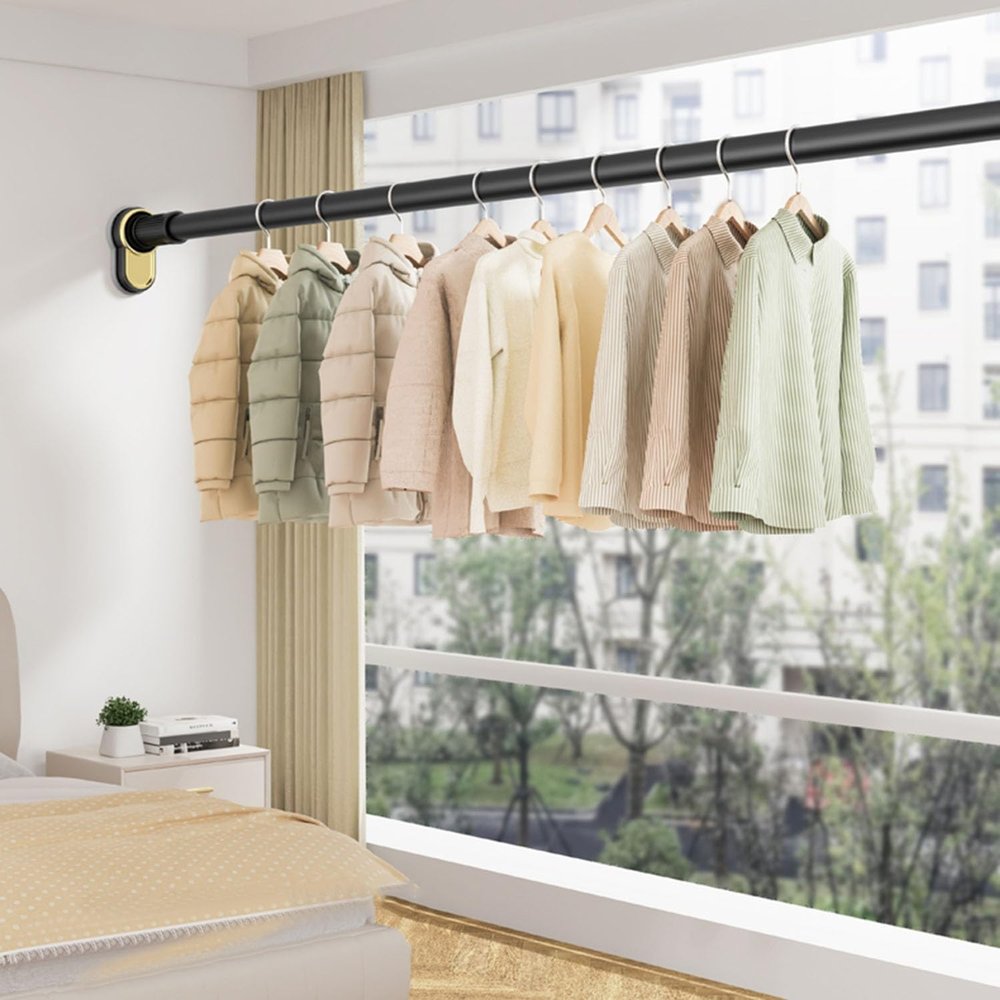 Belineu Extendable Curtain Poles Shower Curtain Rail Heavy Duty Tension Rods For Curtains No Drilling Divider Rod Diameter 33 Mm 1Pcs (Color : White, Size : 3.0~4.0m/118~157in)