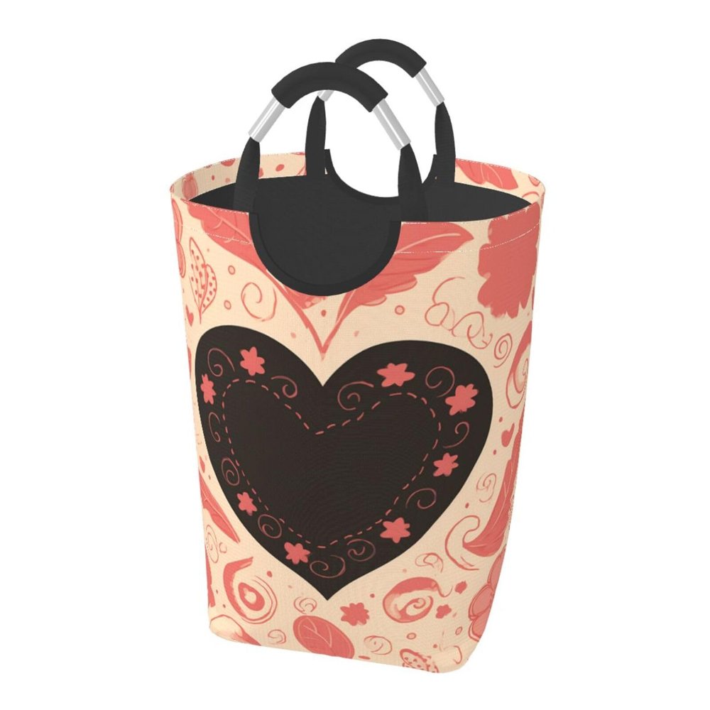 Laundry Basket Freestanding Laundry Hamper Happy Valentine's Day card Collapsible Clothes Baskets Waterproof Tall Dirty Clothes Hamper for Dorm Bathroom Laundry Room Storage Washing Bin