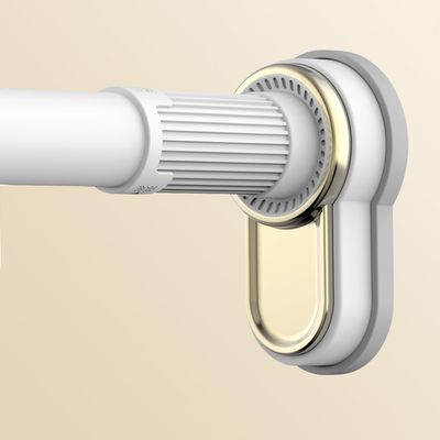 Belineu 27-185in Tension Curtain Rod Multifunctional Shower Curtain Pole Tension Rod For Clothes Stainless Steel Telescopic Curtain Rod (Color : White, Size : 3.0~4.0m/118~157in)