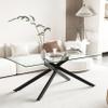 Mcltopz Glass Coffee Table, 47.2" Modern Rectangular Center Table, Clear Coffee Table Cocktail Accent Table with Tempered Glass Tabletop and Black Metal Legs for Living Room Home Office view 2