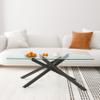 Mcltopz Glass Coffee Table, 47.2" Modern Rectangular Center Table, Clear Coffee Table Cocktail Accent Table with Tempered Glass Tabletop and Black Metal Legs for Living Room Home Office view 4