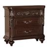 Maykoosh Modern Minimalism 30" 3-Drawer Engraved Wooden Nightstand - Brown Finish, Stylish Storage Solution for Bedroom Essentials and Decor! view 1